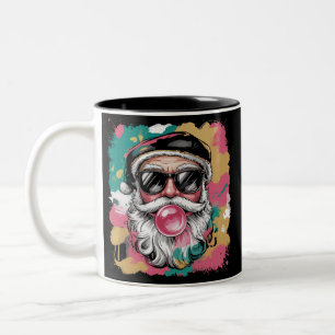 Caneca De Café Em Dois Tons Papai Noel Elegante Natal Brilho Rosa Feminino