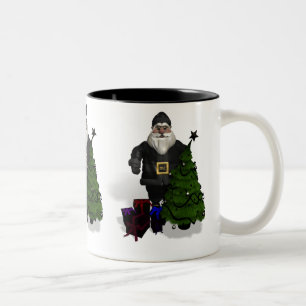 Caneca De Café Em Dois Tons Papai Noel Em Preto Couro
