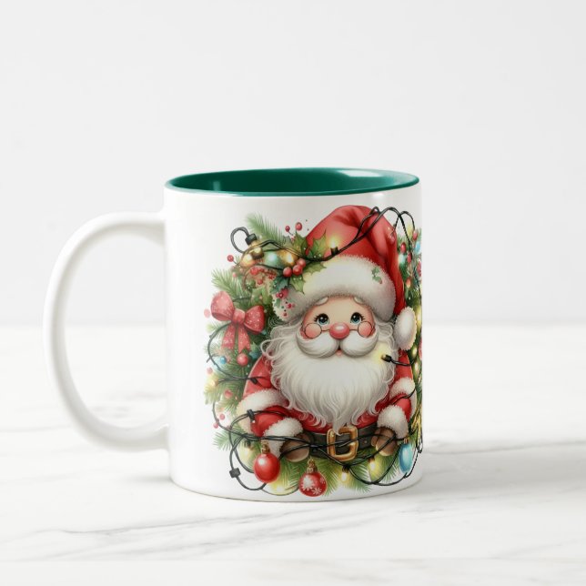 Caneca De Café Em Dois Tons Papai Noel Envolto (Esquerda)