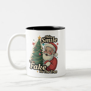 Caneca De Café Em Dois Tons Papai Noel Este Sorriso É Tão Falso Quanto A Famíl