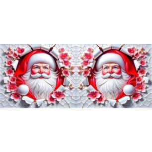 Caneca De Café Em Dois Tons Papai Noel Floral Natal