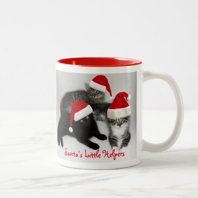 Caneca De Café Em Dois Tons Papai noel Kitten Helpers Mug (Direita)