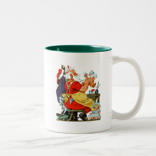 Caneca De Café Em Dois Tons Papai noel no trabalho