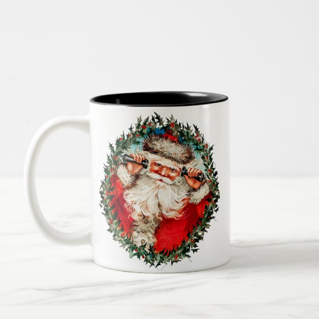 Caneca De Café Em Dois Tons Papai Noel nos celulares (Esquerda)