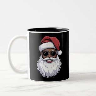 Caneca De Café Em Dois Tons Papai Noel Preto Xmas Papai Noel Afro Americano Ne