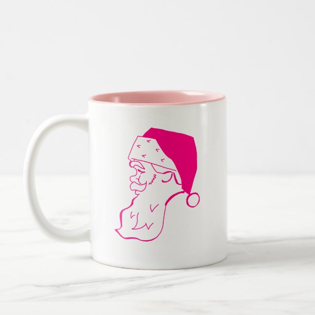 Caneca De Café Em Dois Tons Papai Noel Rosa Retro (Esquerda)