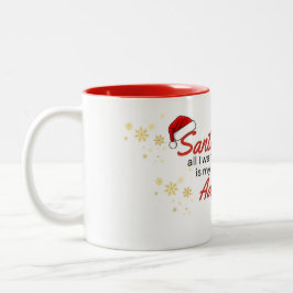 Caneca De Café Em Dois Tons Papai Noel tudo que eu preciso é minha próxima Ave