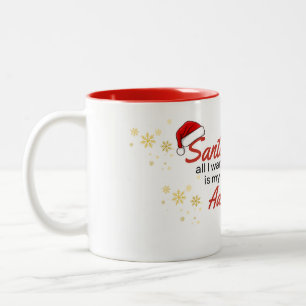 Caneca De Café Em Dois Tons Papai Noel tudo que eu preciso é minha próxima Ave