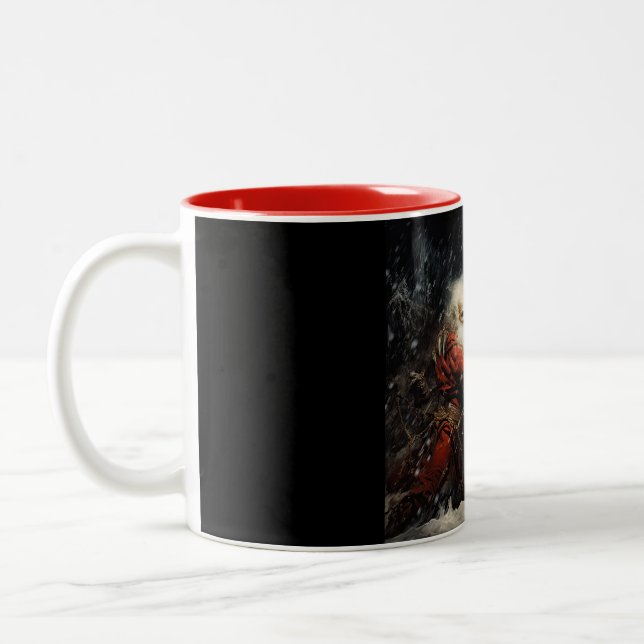 Caneca De Café Em Dois Tons Papai Noel VS Krampus (Esquerda)