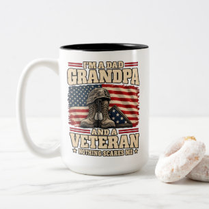 Caneca De Café Em Dois Tons Papai Vovô Veterano Nada Me Assusta Orgulhoso Papa
