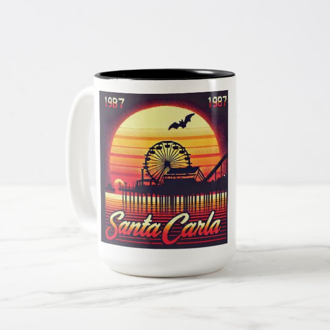 Caneca De Café Em Dois Tons Papais noeis Carla 1987 Retro design (Frente Esquerda)