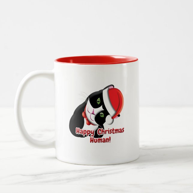Caneca De Café Em Dois Tons Papais noeis Cat (Esquerda)