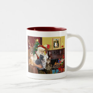 Caneca De Café Em Dois Tons Papais noeis Cinco Gatos