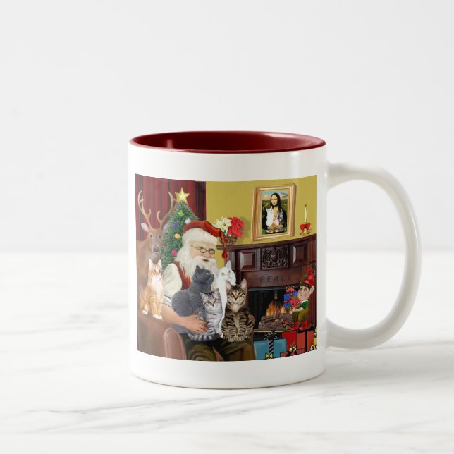 Caneca De Café Em Dois Tons Papais noeis Cinco Gatos (Direita)