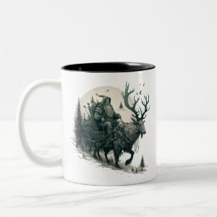 Caneca De Café Em Dois Tons Papais noeis com Elk Irlandês