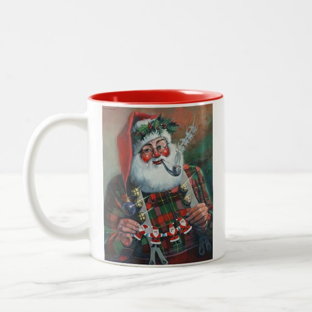 Caneca De Café Em Dois Tons Papais noeis com Garland Mug (Esquerda)