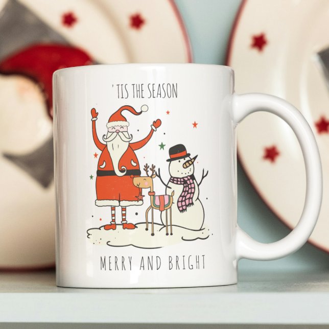 Caneca De Café Em Dois Tons Papais noeis de diversão personalizados Snowman Re (Criador carregado)