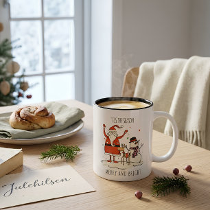 Caneca De Café Em Dois Tons Papais noeis de diversão personalizados Snowman Re