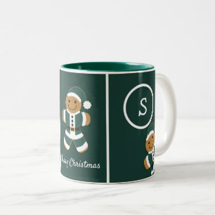 Caneca De Café Em Dois Tons Papais noeis de Gingerbread Green - Feliz Natal