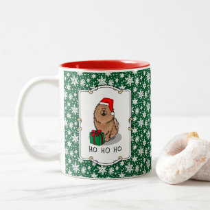 Caneca De Café Em Dois Tons Papais noeis de Natal Cachorro de Vaca (canela)