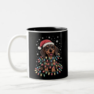 Caneca De Café Em Dois Tons Papais noeis do Cachshund Xmas Wiener