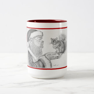 Caneca De Café Em Dois Tons Papais noeis e esquilo
