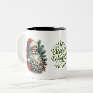 Caneca De Café Em Dois Tons Papais noeis encaram feliz Natal e Feliz ano novo