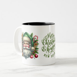 Caneca De Café Em Dois Tons Papais noeis encaram feliz Natal e Feliz ano novo