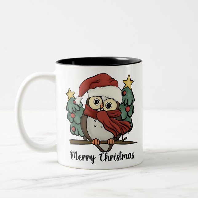 Caneca De Café Em Dois Tons Papais noeis Engraçados e Bonitos Fogueira Natal (Esquerda)