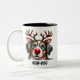 Caneca De Café Em Dois Tons Papais noeis Engraçados Rein-Dog