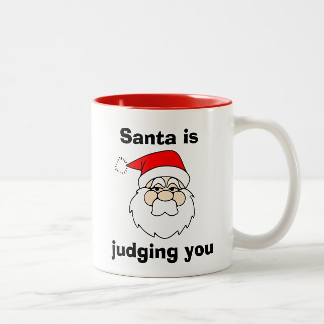 Caneca De Café Em Dois Tons Papais noeis estão te julgando um Natal engraçado (Direita)