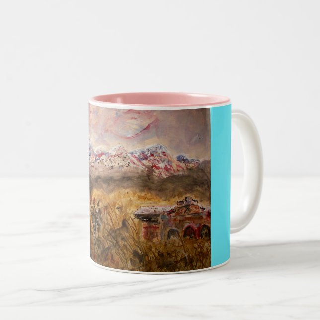 Caneca De Café Em Dois Tons Papais noeis Fe Snow (Frente Esquerda)