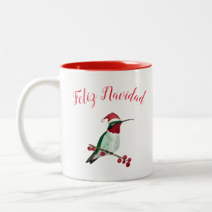 Caneca De Café Em Dois Tons Papais noeis Feliz Navidad Hummingbird