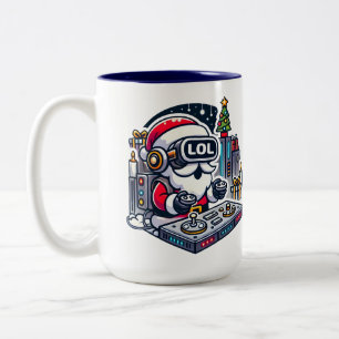 Caneca De Café Em Dois Tons Papais noeis futurísticos engraçados com VR Goggle