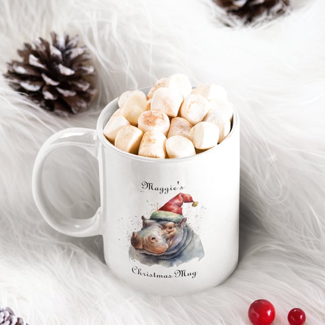 Caneca De Café Em Dois Tons Papais noeis Hippo, personalizado (Criador carregado)