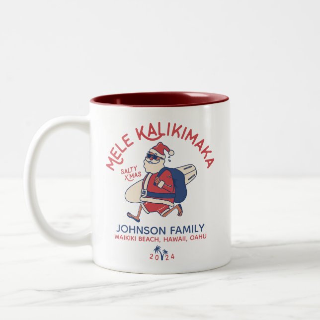 Caneca De Café Em Dois Tons Papais noeis Mele Kalikimaka do Havaí (Esquerda)