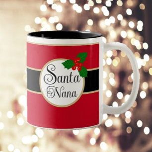 Caneca De Café Em Dois Tons Papais noeis Nana! Presente de Natal Divertido