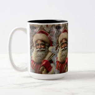 Caneca De Café Em Dois Tons Papais noeis nostálgicos Tradição alegre