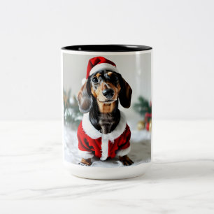 Caneca De Café Em Dois Tons Papais noeis Pretos De Cachorro Modachshund Dog Fa
