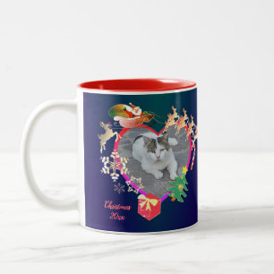 Caneca De Café Em Dois Tons Papais noeis Reindeer Photo Heart Frame De Dois To