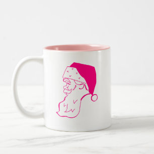 Caneca De Café Em Dois Tons Papais noeis Retro-Rosa