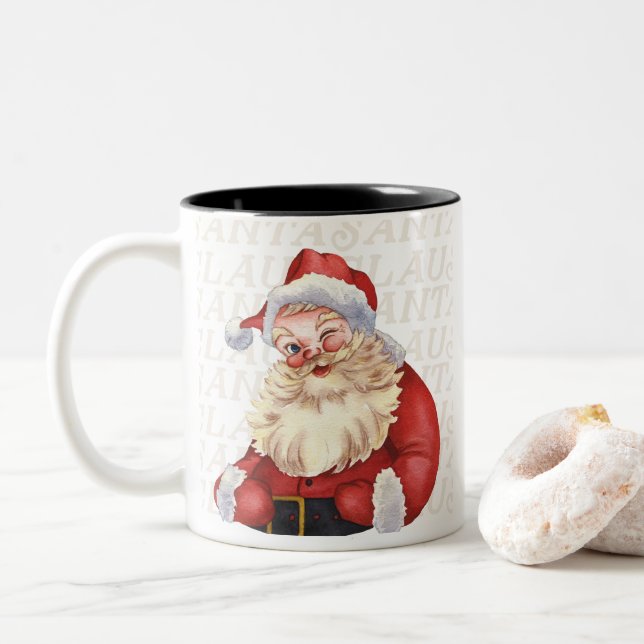 Caneca De Café Em Dois Tons Papais noeis Santa Claus (Com Donut)