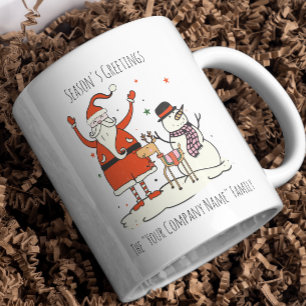 Caneca De Café Em Dois Tons Papais noeis Snowman Reindeer Seasons Saudações Co