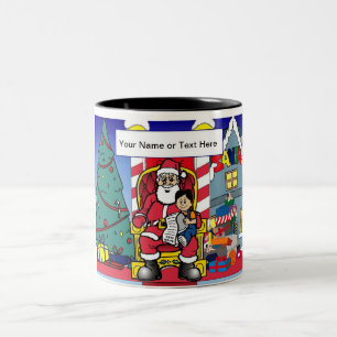 Caneca De Café Em Dois Tons Papais noeis Visitados - Cartoon Boy by PrintedPer