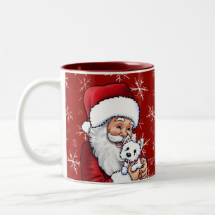 Caneca De Café Em Dois Tons Papais noeis Westis Puppy e Snowflakes