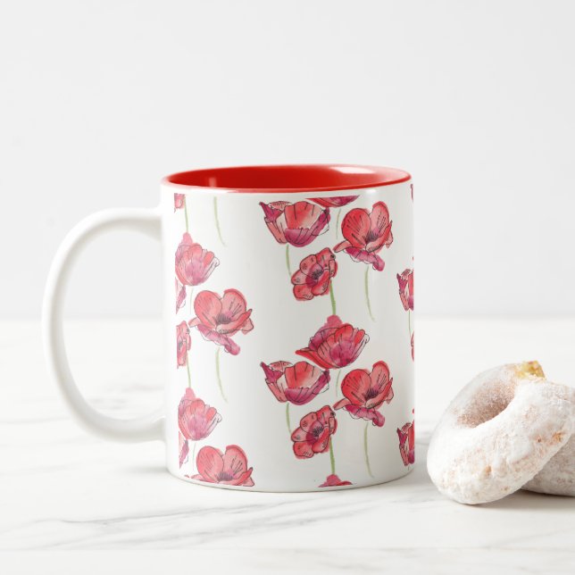 Caneca De Café Em Dois Tons Papas Vermelhas Coffee Mug (Com Donut)