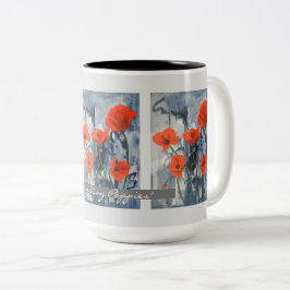 Caneca De Café Em Dois Tons Papas Vermelhos Arte Flor Personalizada