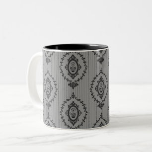 Caneca De Café Em Dois Tons Papel de Parede Barroco em Cinza