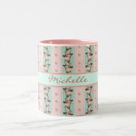 Caneca De Café Em Dois Tons Papel de parede flexível, cor-de-rosa, do monogram