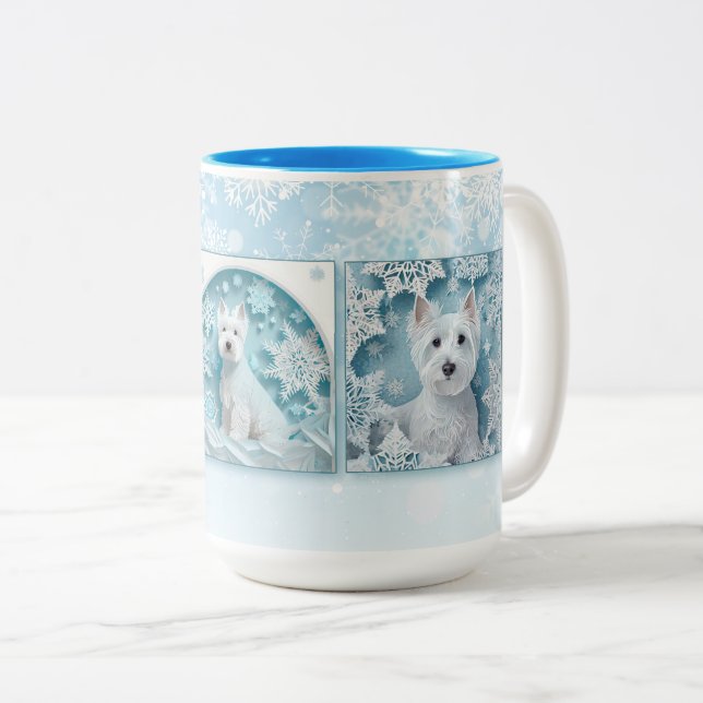Caneca De Café Em Dois Tons Paper Snowflake Westie (Frente Esquerda)